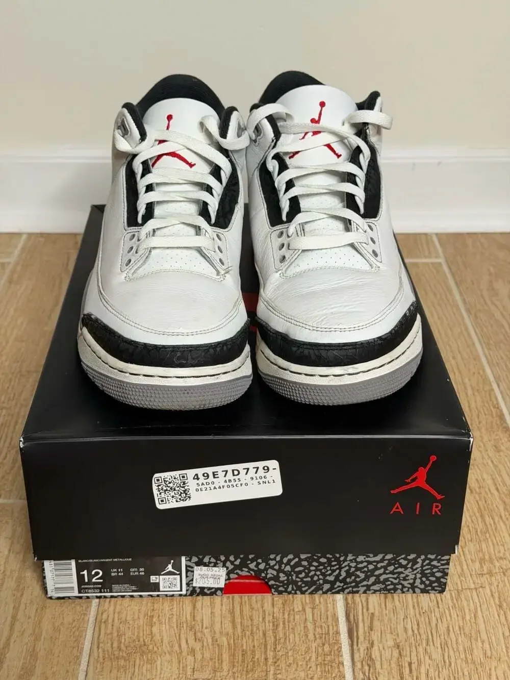 Air Jordan 3 Retro Cement Grey Size 12 with Box (CT8532 111)